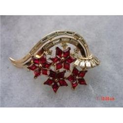 1950s TRIFARI Red  Rhinestone Brooch TWINKLE #989124