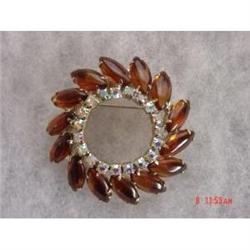 Vintage Smokey Topaz Rhinestone Brooch Aurora #989138
