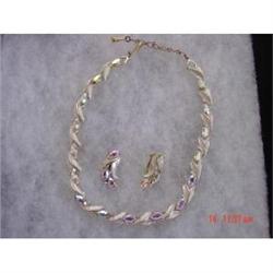 Kramer Rhinestone Enamel Set Necklace Earrings #989143