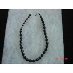 Art Deco Black Glass Crystal Necklace Choker #989144