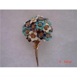 Estate BOUCHER VIOLET Enamel Brooch #989145