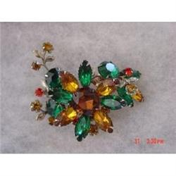 Vintage Multicolored Rhinestone Brooch #989154