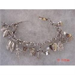 Vintage Estate CORO CHARM BRACELET 14 charms #989159