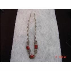 Art Deco Carnelian Sterling Czech Marcasite #989166
