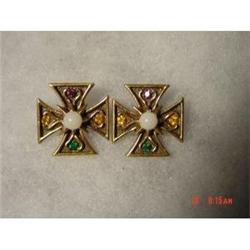 BERGERE Rhinestone Cross Earrings Moonstone #989190