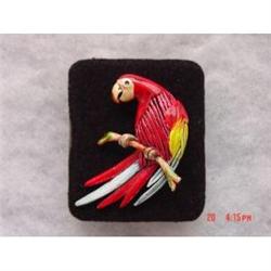 Wonderful Enamel Bird Figural Brooch Parakeet? #989194