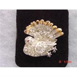 Art Deco Sterling Rhinestone Peacock Brooch #989195
