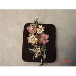 1940s REJA Sterling Vermeil Enamel Rhinestone #989217