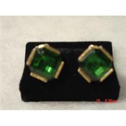 Large Green Emerald Glass Earrings #989223
