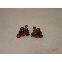 Art Deco  STERLING Multicolored Rhinestone #989225