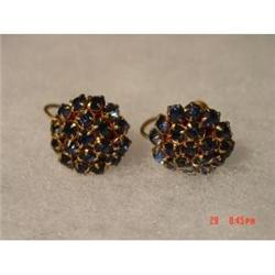 Unsigned CINER Blue Rhinestone Earrings  #989227