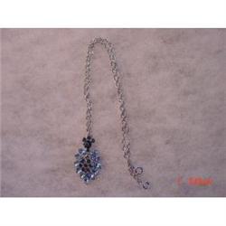 1950s Trifari Blue Rhinestone Necklace Pendant #989253