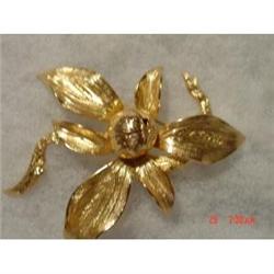 1961 GROSSE Gold Floral Brooch #989256