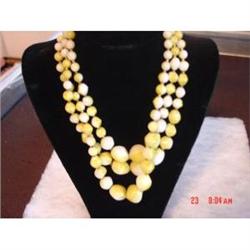 Japan 3 strand Necklace Yellow Thermoset #989263