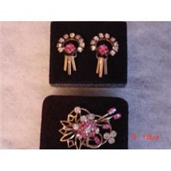 1940s Signed P&F gold filled Rhinestone Set #989267