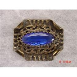 Art Deco Blue Faceted Sash Pin Brooch #989283