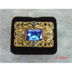 Estate Art Deco Czech Blue Brooch  #989284