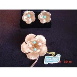 STAR Genuine Turquoise Cultured Pearls Brooch #989286