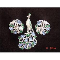 STAR Peacock Blue Green Rhinestone Brooch #989287