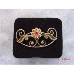 HOBSON Gold Filled Pink Rhinestone  Brooch #989293