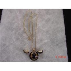 TRIFARI Black Lucite 3 Piece Necklace Earrings #989297