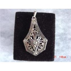 Victorian Sterling Lavalier Rhinestone Necklace #989298