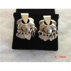 Estate 1940s Sterling Dangle Vermeil Earrings #989301