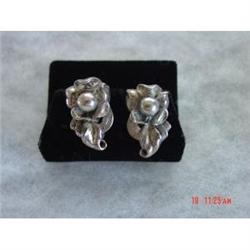 Estate Sterling Earrings Screwback Art Deco #989306