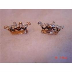 Art Deco Sterling Rhinestone Enamel Earrings #989313