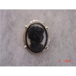 Curtman Sterling Glass Cameo Brooch Pendant #989336