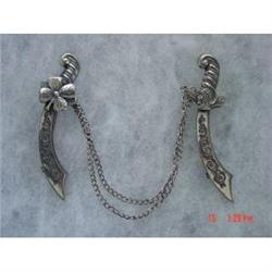 Warrior Sword Sterling Chatelaine Brooch Dagger #989338