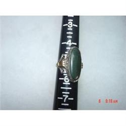 10kt 2 tone Green Bloodstone Sterling Ring #989350