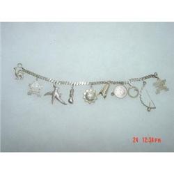 Sterling 10 Charm  Bracelet 1940s?? Peru? #989358