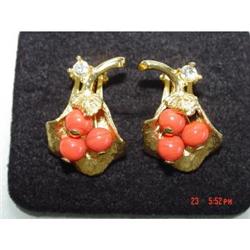 BENEDIKT NY  Coral Rhinestone  Earrings #989363