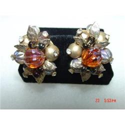 VENDOME Colored Glass Rhinestone Earrings #989364