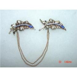 Art Deco Chatelaine Sterling Vermeil Rhinestone #989367