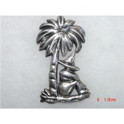 Estate Mexican Sterling Brooch Man Palm Tree  #989380