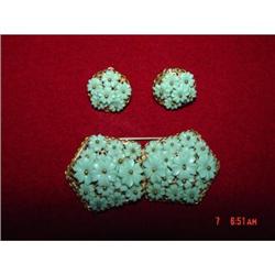 Art Deco 3 Piece Celluloid Brooch Earrings #989390