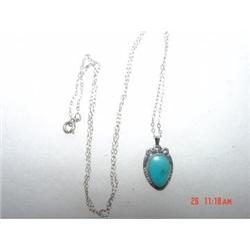 Estate  Sterling Turquoise Pendant Necklace #989405