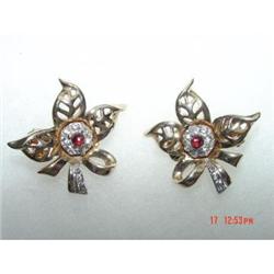 1940s  Boucher Vermeil Rhinestone Earrings #989416