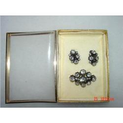 Made Austria Japanned  Rhinestone Set Brooch #989429