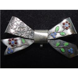 Repousse Basse-taille Watch Fob  Enamel silver #989439