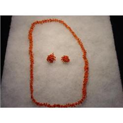  Victorian Branch Coral  Necklace Earrings Set #989446