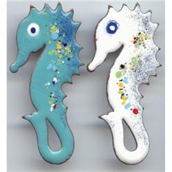 1950's  Copper Enamel SEAHORSE Brooches #989461