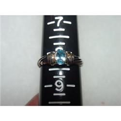 10kt white gold ,ring  yellow gold blue topaz #989477