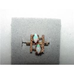  10kt gold ring 2 opals Size 6 1/2 Custom Made #989479