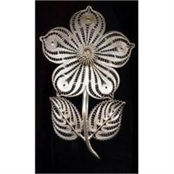  Estate Mexican WIRE WORK FLower  Brooch #989487