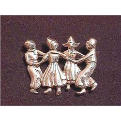 LANG STERLING dancing couples brooch or pin #989494