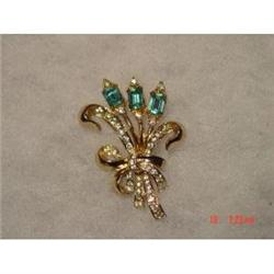 Art Deco Vermeil Rhinestone Coro Brooch Nice #989498