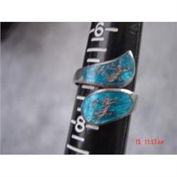Sterling Blue Niello Enamel Ring Estate Siam #989503
